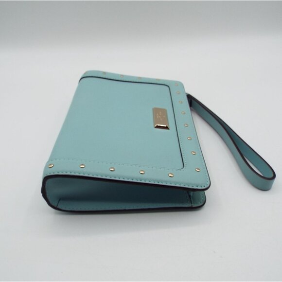 Kate Spade New York Helena Street Light Blue Leather Studded Wristlet Clutch - Picture 4 of 15